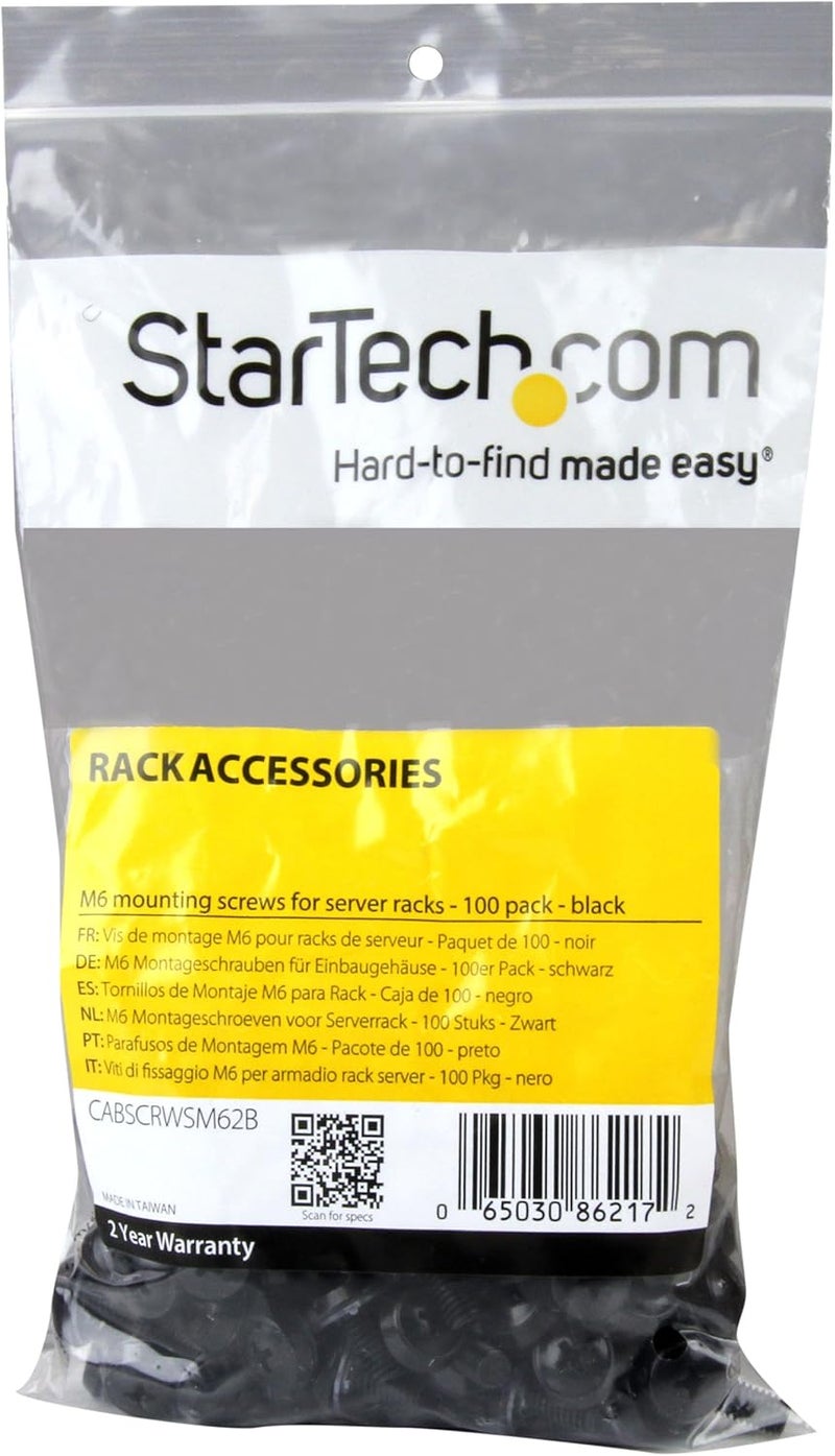 Star Tech .com M6 x 12mm - Screws - 100 Pack, Black - M6 Mounting Screws for Server Rack & Cabinet , TAA (CABSCRWSM62B) - Image 2