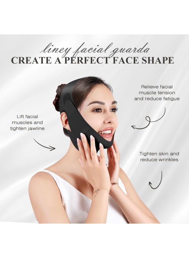 عام حزام الذقن للنوم ، حزام الذقن القابل للتعديل ، حزام الفك ، المشكل الفك ، قناع رفع خط V ، أسود - Image 2