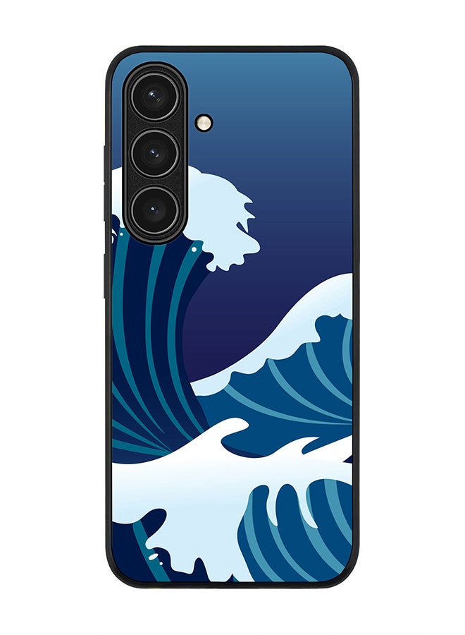 Stylizedd Rugged Black edge case for Samsung Galaxy S24 FE, Slim fit Soft Case Flexible Rubber Edges Anti Drop TPU Gel Thin Cover -  Japanese Sea - Image 1