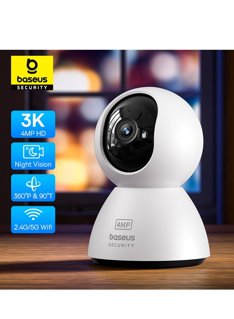 4MP 3K Ultra HD Pan/Tilt Indoor WiFi Security Camera with Night Vision, 2-Way Audio, Motion Detection, Baby Monitor, Supports Micro SD Card up to 256GB, Compatible with Google Assistant and Amazon Alexa, Remote Management via APP