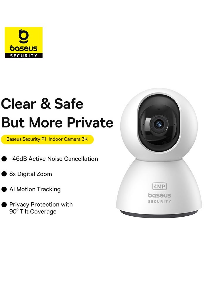 4MP 3K Ultra HD Pan/Tilt Indoor WiFi Security Camera with Night Vision, 2-Way Audio, Motion Detection, Baby Monitor, Supports Micro SD Card up to 256GB, Compatible with Google Assistant and Amazon Alexa, Remote Management via APP
