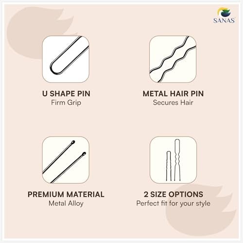 Sanas (20Pcs) Bobby Pins 5cm Long U Shape Black Metal DIY Hair Juda Bun Pin Hair Clips for Updo Hairstyles, Hair Styling Accessories Combo Pack Bob Pins for Women And Girls (20Pcs) (Black) - Image 4