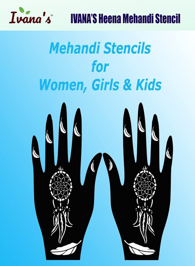 إيفاناز استنسل حناء إيفانا للنساء والفتيات والأطفال، 4 قطع استنسل لليد (عبوة من مجموعتين بتصميمين مختلفين) - D718 - Image 3