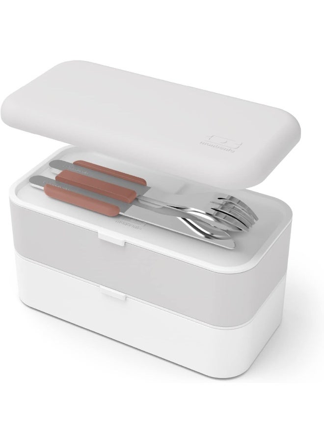 monbento - MB Slim Box Pink Moka - Trio knife - cutlery set for MB Original and MB Square - 3 parts stainless steel fork knife spoon - Image 4