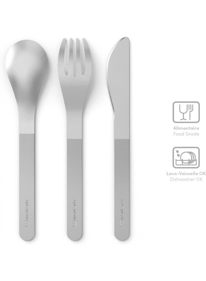 monbento - MB Slim Box Pink Moka - Trio knife - cutlery set for MB Original and MB Square - 3 parts stainless steel fork knife spoon - Image 3