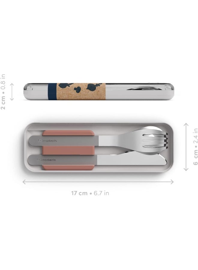 monbento - MB Slim Box Pink Moka - Trio knife - cutlery set for MB Original and MB Square - 3 parts stainless steel fork knife spoon - Image 2