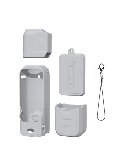 Case for DJI OSMO Pocket 3 Silicone Protective Cover Anti-Scratch Lens Cap Protector for Pocket3 Case Camera Shell Accessories (Gray)