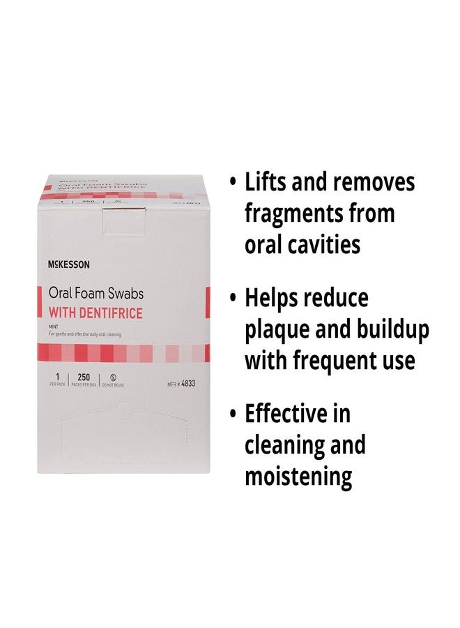 McKesson Oral Foam Swabs with Dentifrice, Gentle and Daily Oral Cleaning, Mint, 250 Count, 1 Pack - Image 3