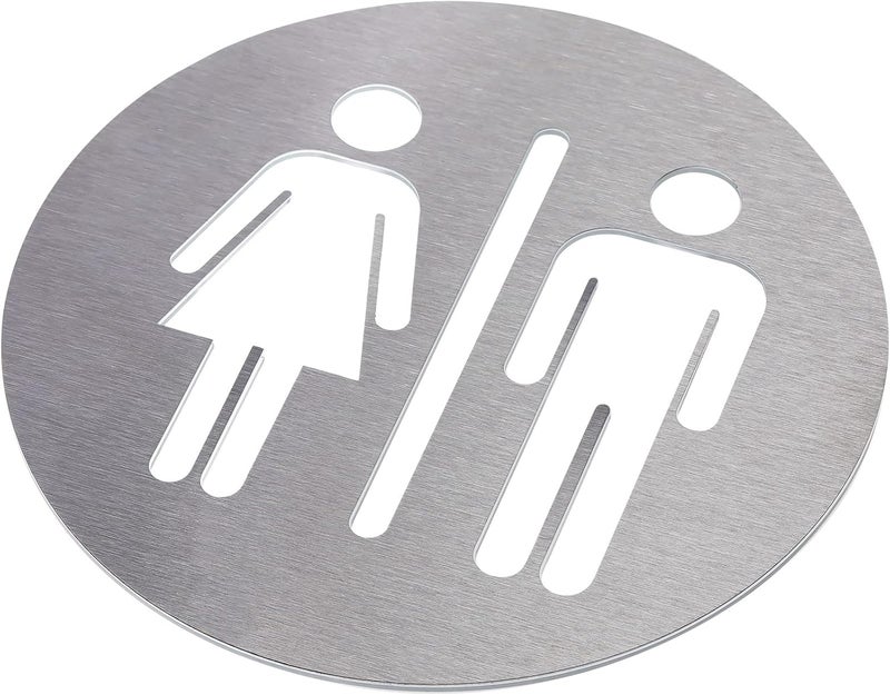Hotop Metal Unisex Restroom Sign for Men and Women 7.87 x 7.87 Inch Bathroom Door Signs Decor for Offices Businesses Restaurants Home Bathroom Wall Decor Adhesive Backed - Image 3