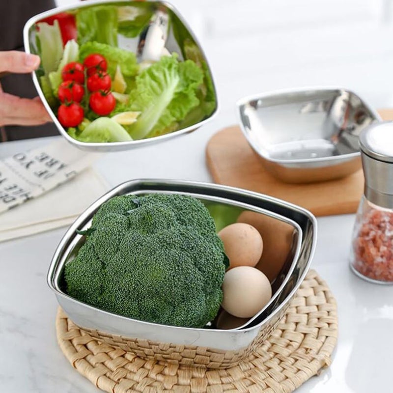 Cabilock 1pc Stainless Steel Salad Bowl Versatile Fruit and Rice Bowl Shatterproof Cooking Pot for Healthy Meals Easy to Clean Vegetable Basin Tableware for Home and Outdoors - Image 5
