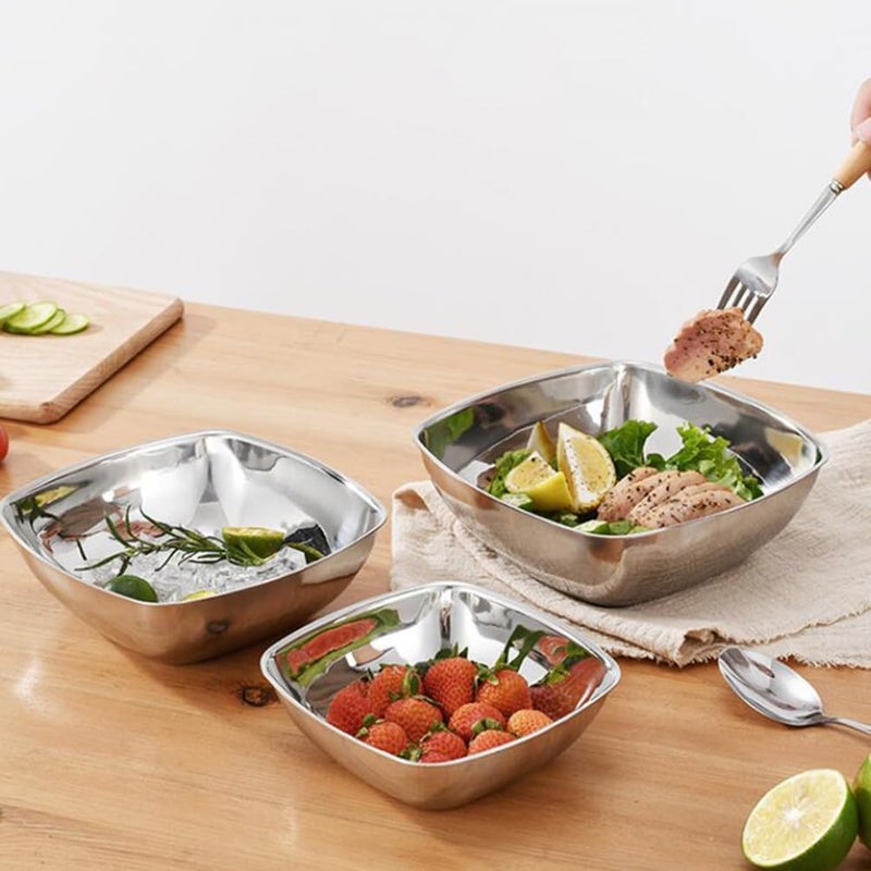 Cabilock 1pc Stainless Steel Salad Bowl Versatile Fruit and Rice Bowl Shatterproof Cooking Pot for Healthy Meals Easy to Clean Vegetable Basin Tableware for Home and Outdoors - Image 3