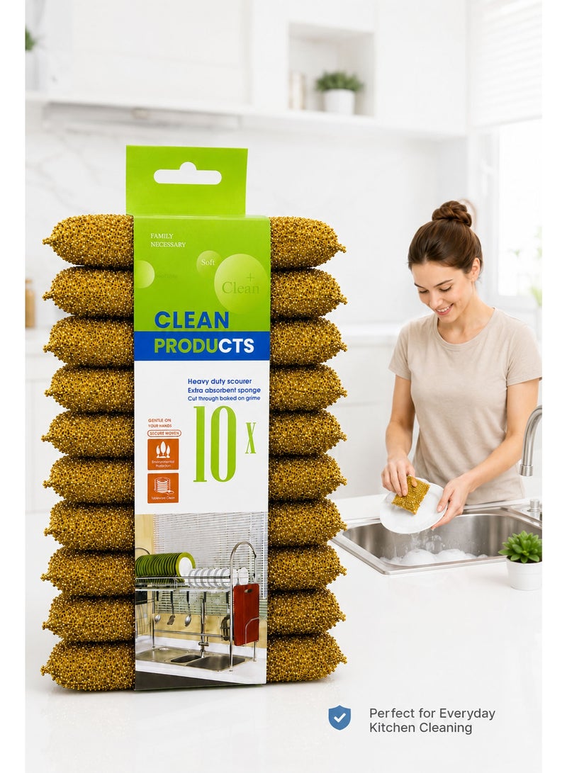 10 PCS Heavy Duty Scouring Pads for Kitchen Cleaning – Multi-Purpose Scrub Sponges for Pots, Pans, Dishes & Sinks, Durable Reusable Non-Rust Cleaning Pads for Household & Commercial Use - Image 4