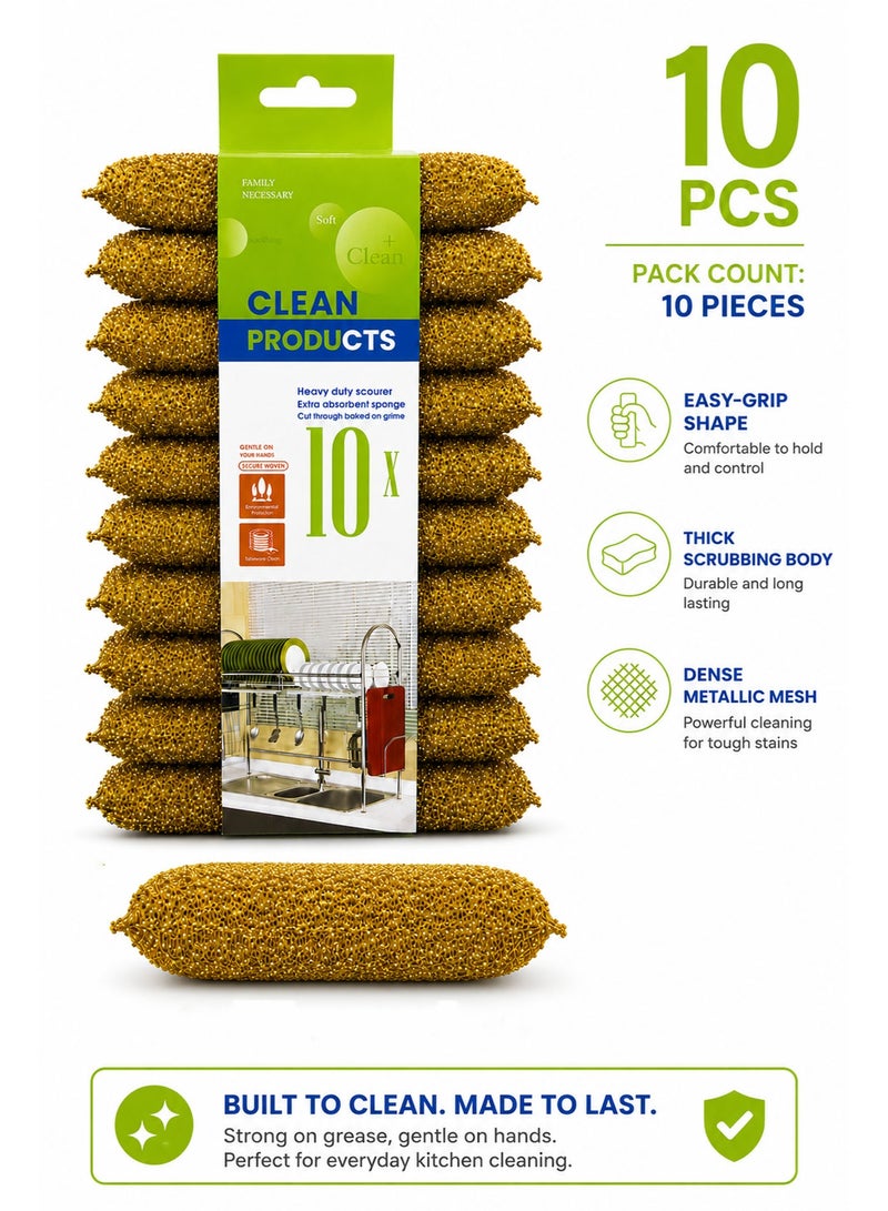 10 PCS Heavy Duty Scouring Pads for Kitchen Cleaning – Multi-Purpose Scrub Sponges for Pots, Pans, Dishes & Sinks, Durable Reusable Non-Rust Cleaning Pads for Household & Commercial Use - Image 2