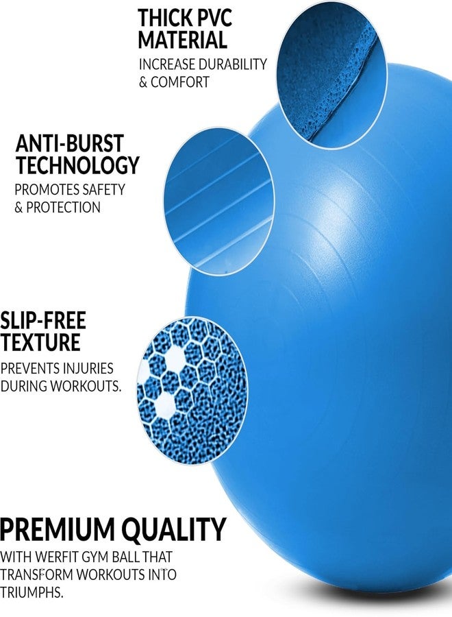 AVIR Premium Anti-Burst Gym Ball for Men & Women Fitness & Exercise - Ideal for Yoga, Pilates, Core Training & Stretching - Excellent Birthing Aid for Pregnancy - Includes Foot Pump - Image 3