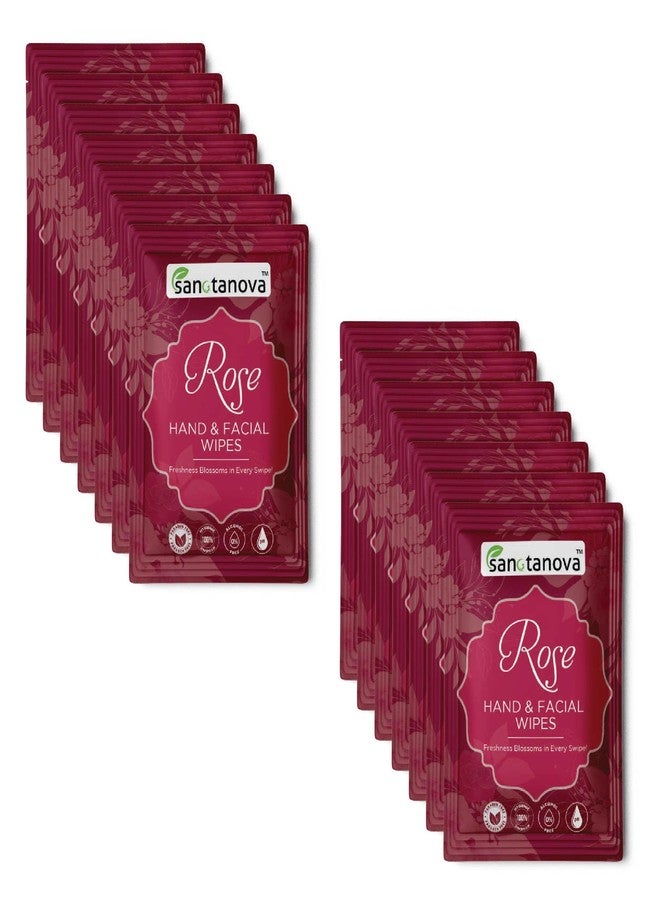 SANCTANOVA Rose Refreshing Wet Wipes for Face & Hand - Individually Wrapped | Soft Facial Wipes for Men & Women | Wet Wipes for Face Cleaning & Daily Use | Wipes (50 Count) - Image 1