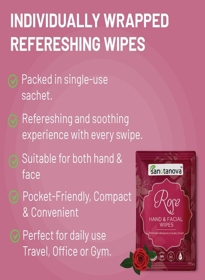 SANCTANOVA Rose Refreshing Wet Wipes for Face & Hand - Individually Wrapped | Soft Facial Wipes for Men & Women | Wet Wipes for Face Cleaning & Daily Use | Wipes (50 Count) - Image 5