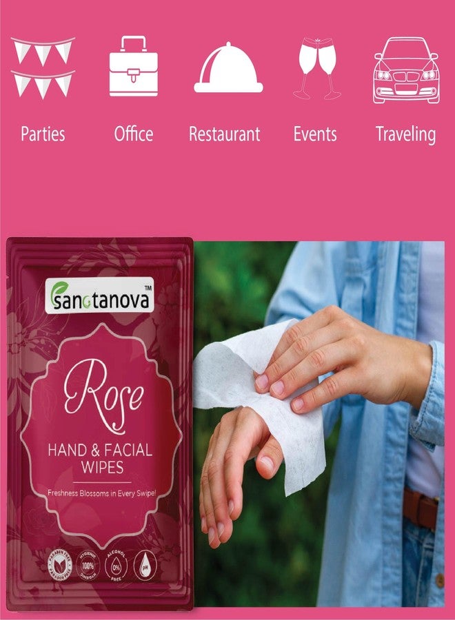 SANCTANOVA Rose Refreshing Wet Wipes for Face & Hand - Individually Wrapped | Soft Facial Wipes for Men & Women | Wet Wipes for Face Cleaning & Daily Use | Wipes (50 Count) - Image 3