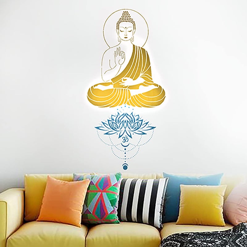 DECORZE Buddha Wall Art, Buddha Stencils, Buddha Art, Budda Stencil for Painting, Buddha Paiting on Wall, Buddha Designs on Walls DBS-0126 - Image 1