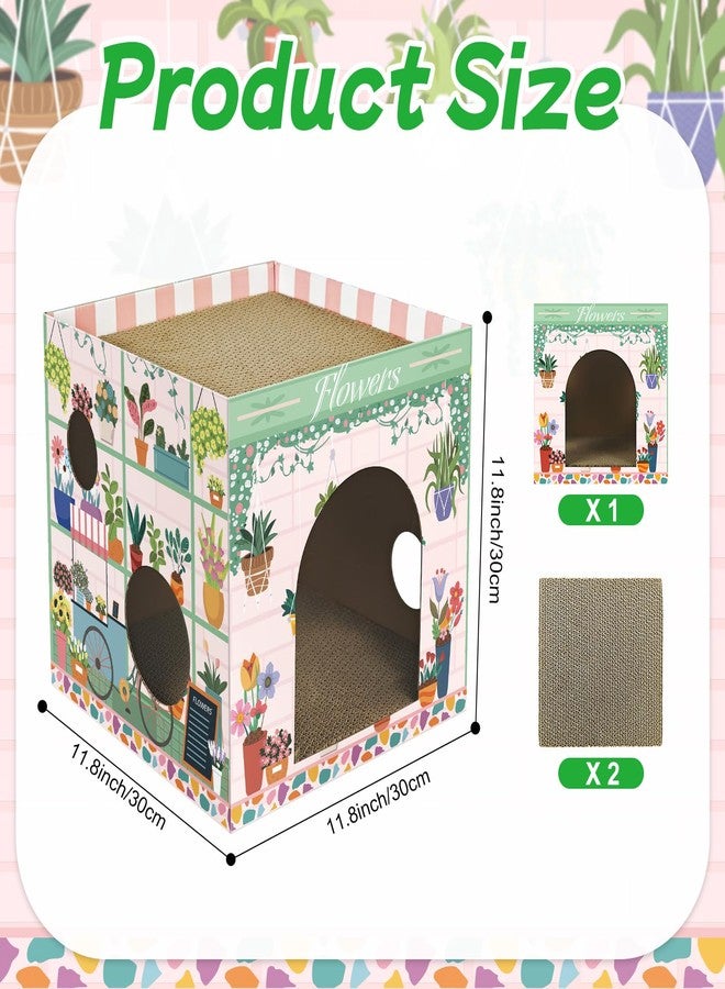 Cinrobiye Cardboard Cat House with 2 Pcs Scratching Pad，Pet Hideaway Cave Board Bed Playhouse Condo Box Decor Small Animals Scratcher Bed for Indoor Cats Kittens Rabbits Bunny - Image 2