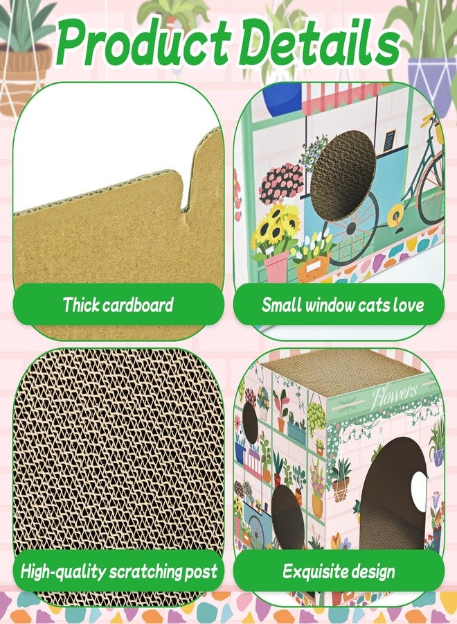 Cinrobiye Cardboard Cat House with 2 Pcs Scratching Pad，Pet Hideaway Cave Board Bed Playhouse Condo Box Decor Small Animals Scratcher Bed for Indoor Cats Kittens Rabbits Bunny - Image 4