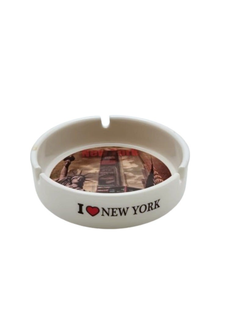 Liying NewYork City Iconic Locations Designed Ceramic Glass Ashtray for Home Office Outdoor Decorative, Clear Table top Ashtray for Cigarettes (10cmx11cmx3cm)  - Image 3