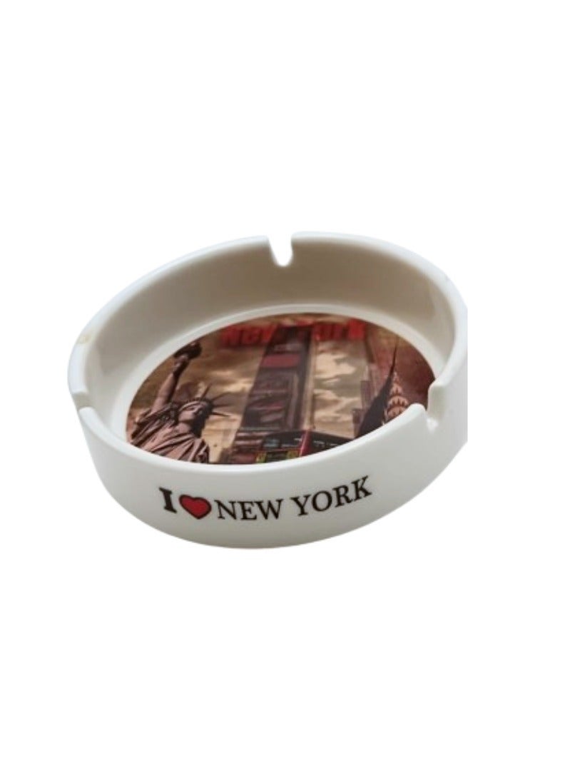 Liying NewYork City Iconic Locations Designed Ceramic Glass Ashtray for Home Office Outdoor Decorative, Clear Table top Ashtray for Cigarettes (10cmx11cmx3cm)  - Image 4