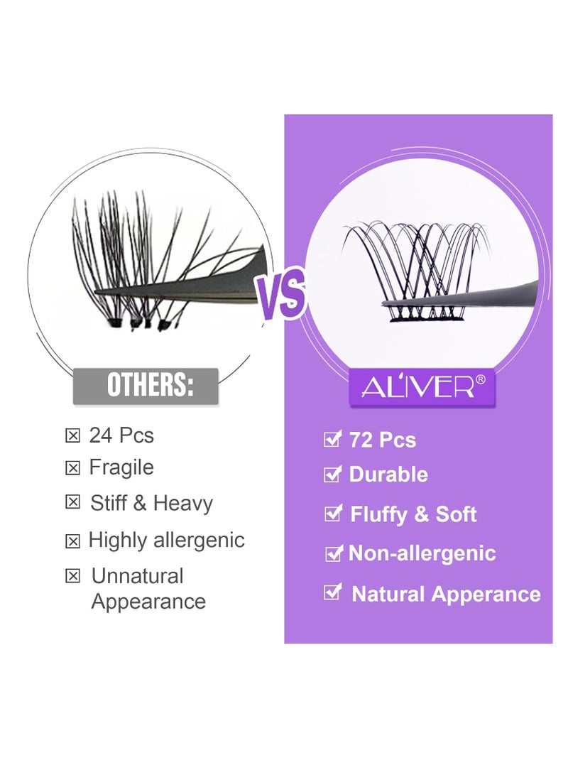 ALIVER 72 قطعة من مجموعات الرموش الصناعية، رموش صناعية ناعمة، مجموعات رموش صناعية، رموش صناعية فردية للنساء 02 - Image 3