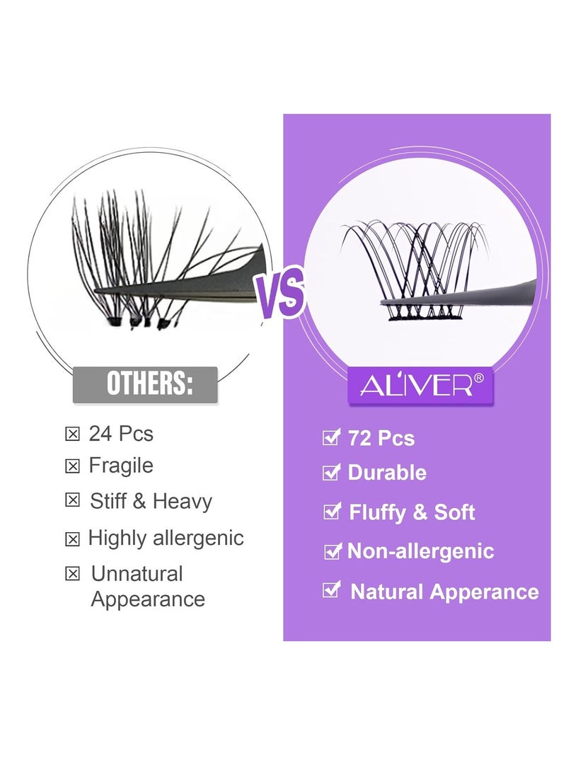 ALIVER 72 قطعة من مجموعات الرموش الصناعية، رموش صناعية ناعمة، مجموعات رموش صناعية، رموش صناعية فردية للنساء 02 - Image 4