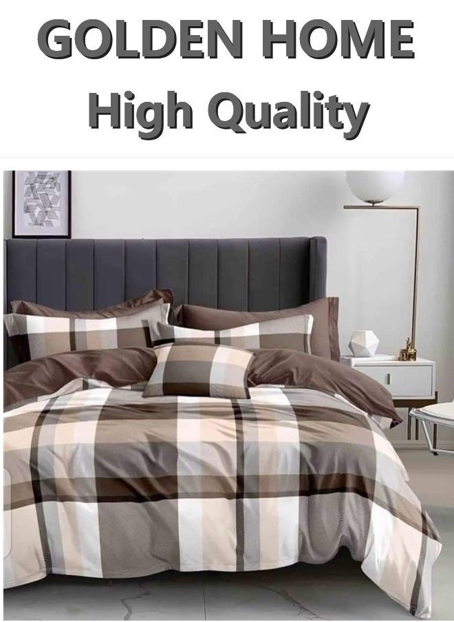 GOLDEN HOME 6 Piece King/Queen/Single size, striped pattern duvet cover set. set includes 1 Comforter Cover, 1 Fitted Bedsheet, 4 Pillowcases  - Image 1