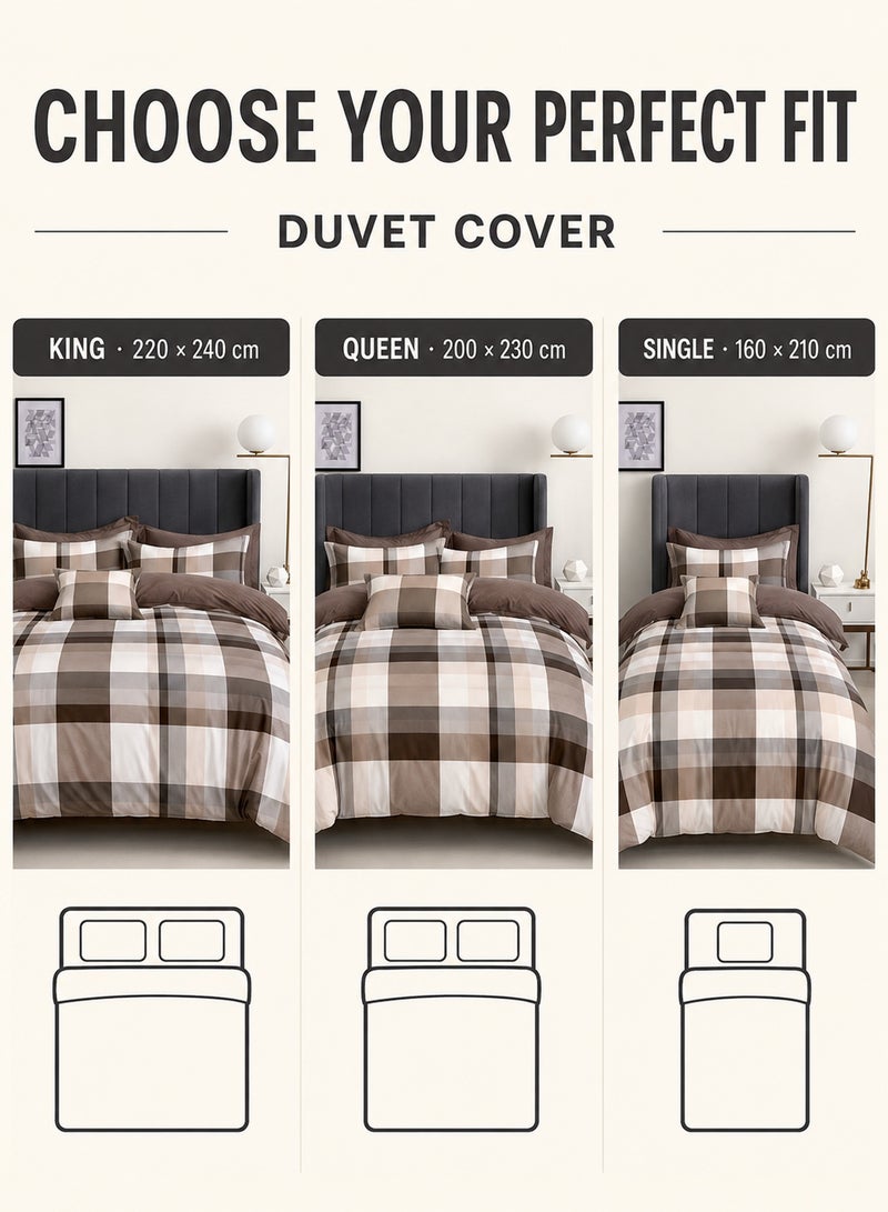 GOLDEN HOME طقم أغطية لحاف بحجم ملكي/ملكي/مفرد مكون من 6 قطع، بني وبيج. - Image 4