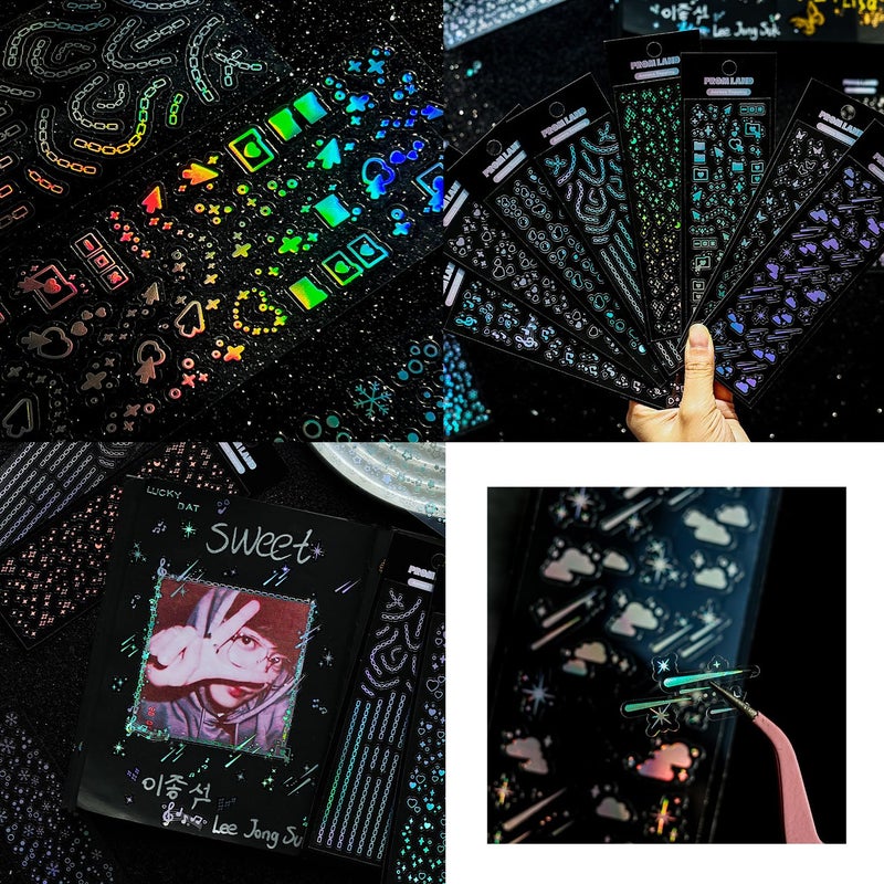 JIEADJIE 25 Sheets Laser Flashing Deco Stickers Set, Decor Kpop Stickers. for Photocards, Headphones, Water Bottle, Phones, laptops, Planner, Diary Decoration Anything You Like - Image 2