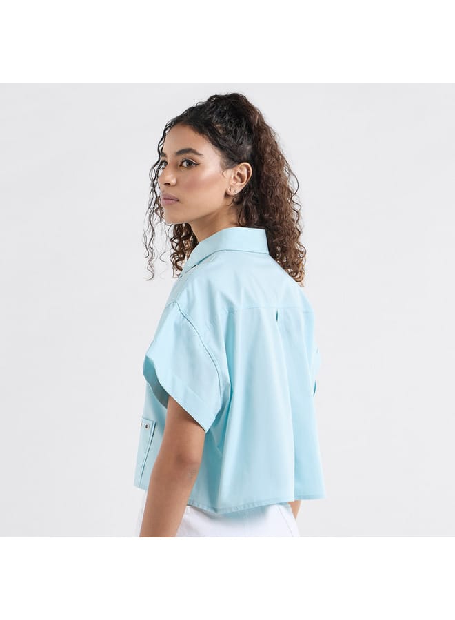 Splash FAV Solid Drop Shoulder Sleeves Shirt with Pockets and Concealed Button Placket  - Image 3