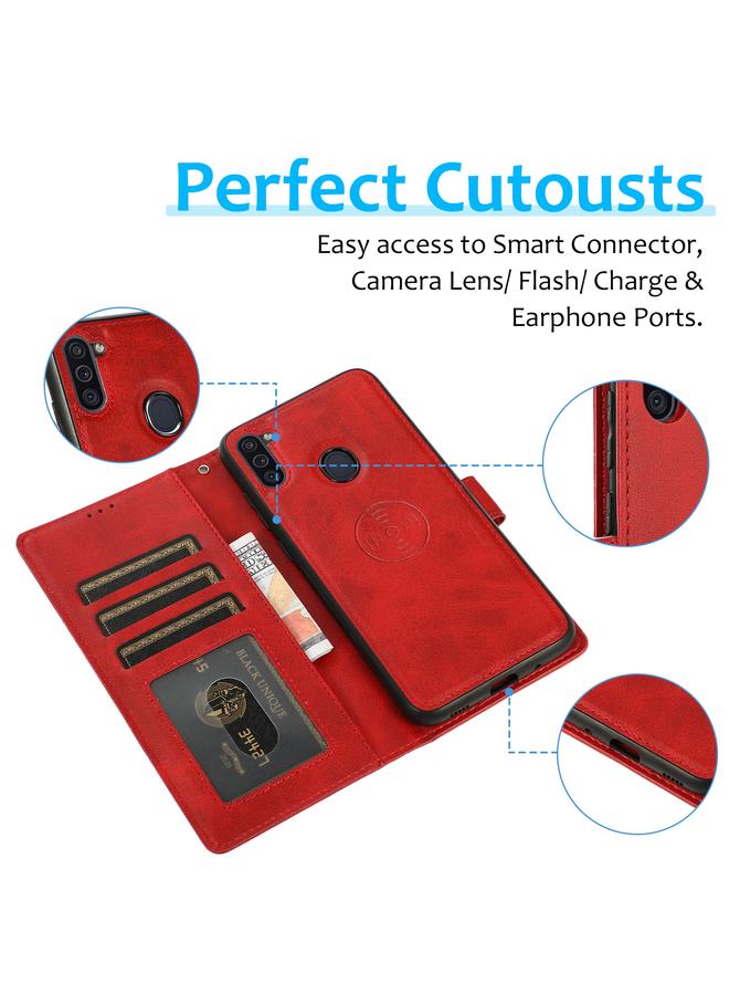 S-TOP Case For Samsung Galaxy A11 / M11 Calf Texture 2 in 1 Detachable Magnetic Back Cover Horizontal Flip Leather Case with Holder & Card Slots & Wallet & Photo Frame - Image 4