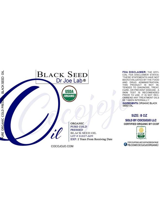 Dr Joe Lab Organic Black Seed Oil 8 oz USDA Certified Organic 100% Pure Natural Black Cumin Seed Oil Unrefined Cold Pressed Extra Virgin Nigella Sativa Oil - Premium Grade A Black Seed Oil Organic Cold Pressed - Image 2