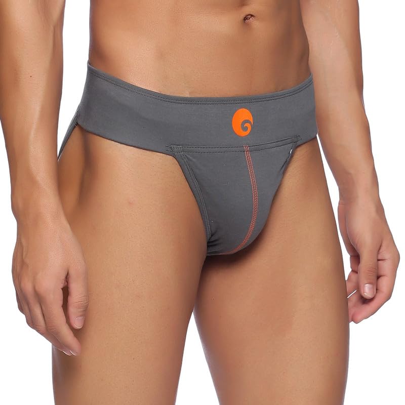 omtex Men's Athletic Neo Cotton Stretchable Supporter Back Covered with Cup Pocket, Ideal for Workout and Sports Quick Dry Moisture Wicking Underwear (Pack of 2), Navy-Grey, 2X-Large - Image 3
