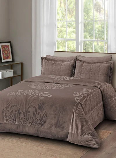 سيد المنسوجات المنزلية طقم لحاف مخملي، 7 قطع حجم كينج، يناسب 200 × 200 سم سرير مزدوج الحجم،مع الحشوة القابلة للنزع،  ناعم، دافئ