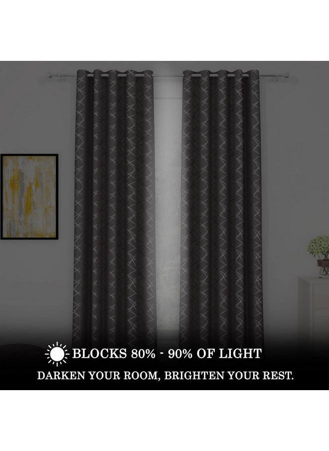 Story@Home Story@Home Blackout Door Curtains 7 Feet Set of 3 | Criss Cross Design | 92% Room Darkening | Thermal Insulated Curtains | Curtain for Living Room | (116 x 215 cm, Grey) | Perfect for Home Decor  - Image 3