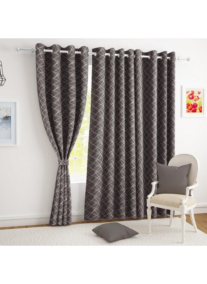 Story@Home Story@Home Blackout Door Curtains 7 Feet Set of 3 | Criss Cross Design | 92% Room Darkening | Thermal Insulated Curtains | Curtain for Living Room | (116 x 215 cm, Grey) | Perfect for Home Decor  - Image 4