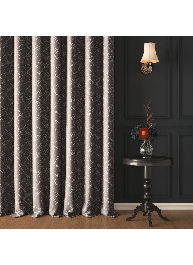 Story@Home Story@Home Blackout Door Curtains 7 Feet Set of 3 | Criss Cross Design | 92% Room Darkening | Thermal Insulated Curtains | Curtain for Living Room | (116 x 215 cm, Grey) | Perfect for Home Decor  - Image 1