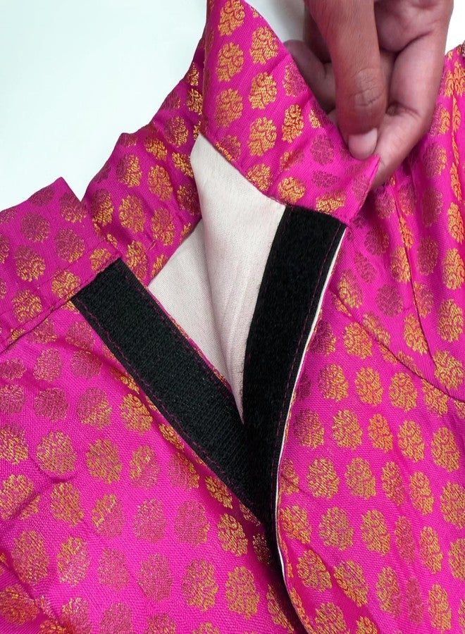 PawsIndia Traditional Royal Brocade Dress for Cats - Indian Ethnic Pet Outfit for Weddings & Festivals - Pink Designer Cat Clothes - Comfortable Cat Dress for Small to Large Breeds - Image 5