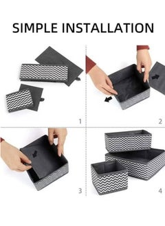 Hanayo 6 Pack Wardrobe Organiser Dividers Drawer Organizers Foldable Cabinet Closet Organizers Underwear Basket Cubes Containers Storage Boxes for Storing Clothes,Socks, Ties  - Image 3