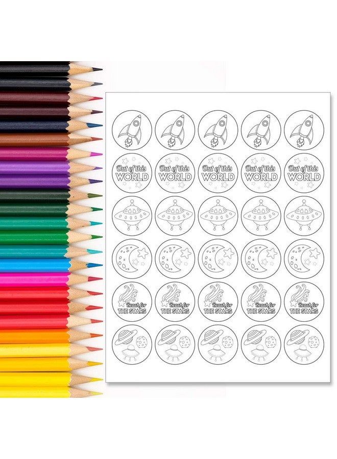 Amanda Creation Color Your Own Outer Space Themed Birthday Party Favor Sticker Labels For Kids 90 1.5" Party Circle Stickers By Amandacreation Great For Arts & Crafts Envelope Seals Goodie Bags & Treats - Image 5