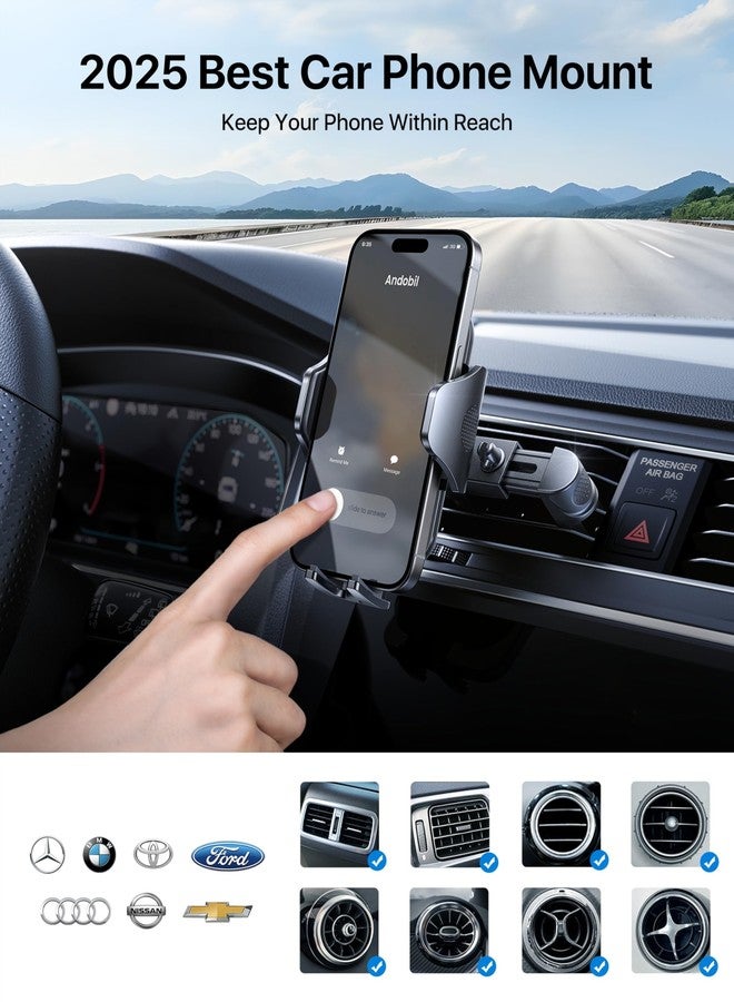 andobil Phone Holders for Your Car - Round Air Vent Phone Mount with Ultra-Strong Metal Clip, 360° Rotation & Anti-Shake Design for iPhone 17/16/15/14/13 Pro Max/Samsung Galaxy S25/Android - Image 3