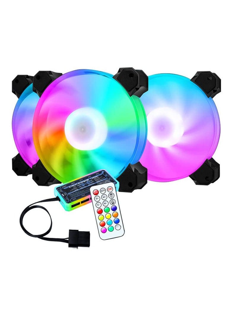 Barakah 3PCS 120mm RGB Case Fan, High Performance PC Cooling Fans Low Noise Computer Case Fans RGB Computer Fans High Airflow PC Case Fans with Hydraulic Bearing RGB Case Fan Kit for Custom PC Build - Image 1