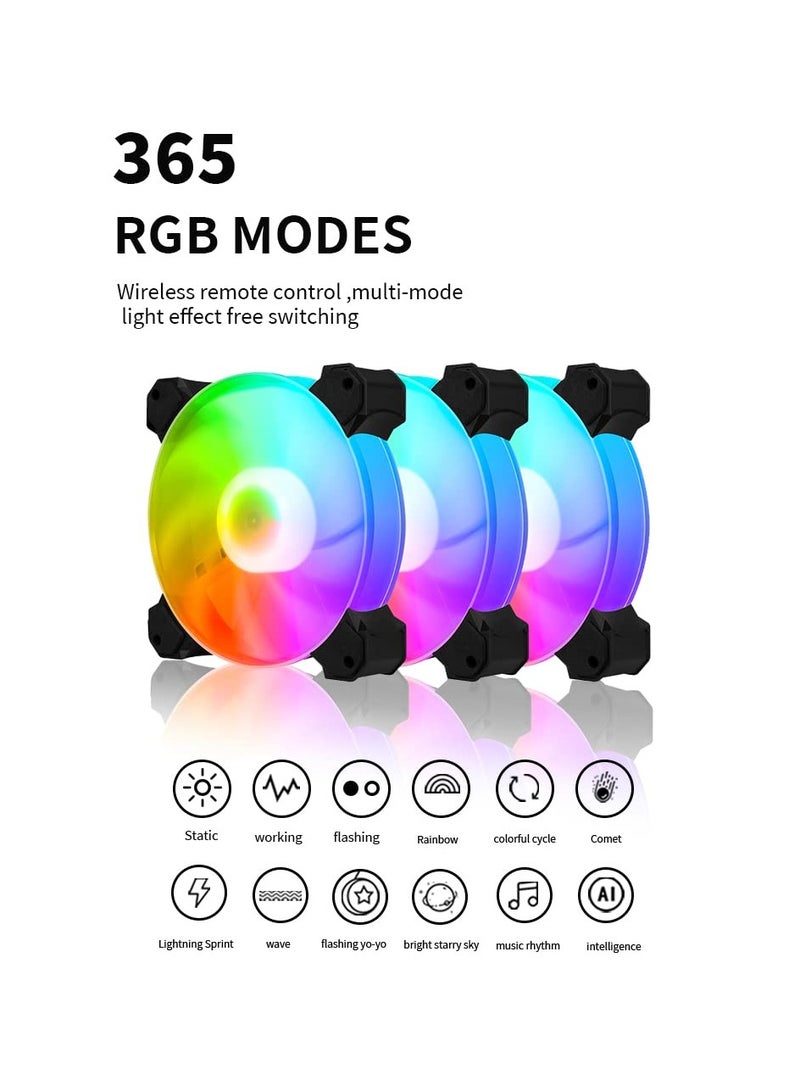 Barakah 3PCS 120mm RGB Case Fan, High Performance PC Cooling Fans Low Noise Computer Case Fans RGB Computer Fans High Airflow PC Case Fans with Hydraulic Bearing RGB Case Fan Kit for Custom PC Build - Image 4