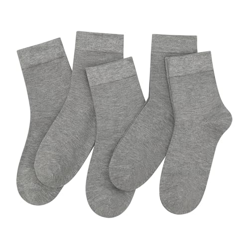 SERISIMPLE Women Thin Viscose Bamboo Socks Crew Lightweight Above Ankle Casual Dress Sock For Ladies Bootie Trouser 5 Pairs (Grey, Medium) - Image 1