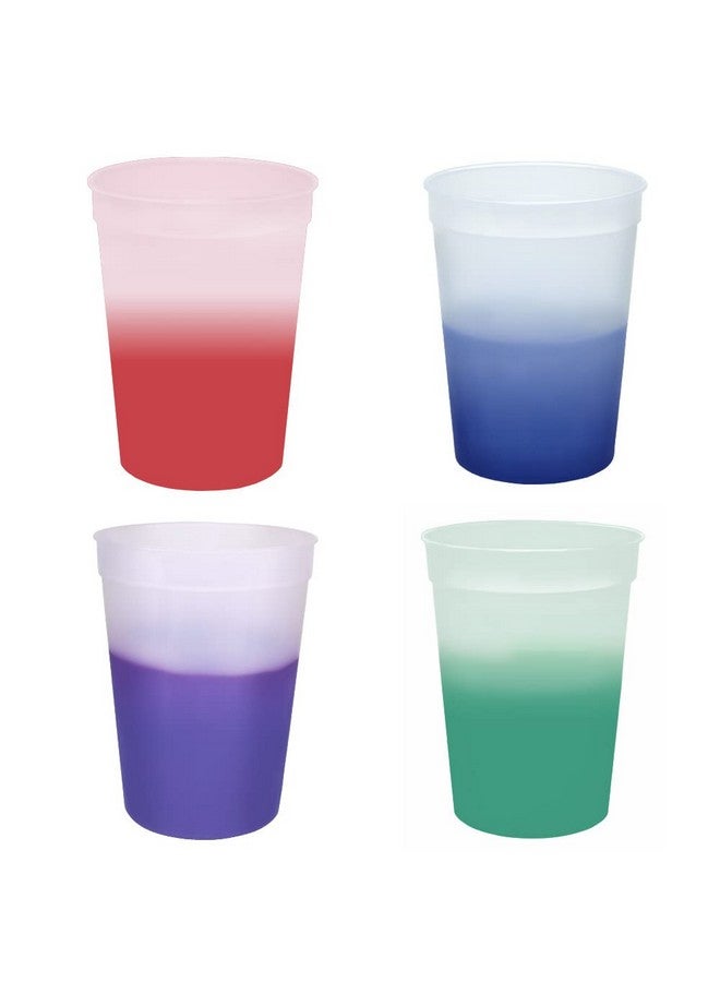 AAkron 12oz Color Changing Stadium Cup, Durable plastic cups, BPA FREE, Reacting to ice cold liquids, Set of 12, Frosted Assorted (Colors may vary) - MADE IN USA - Image 1