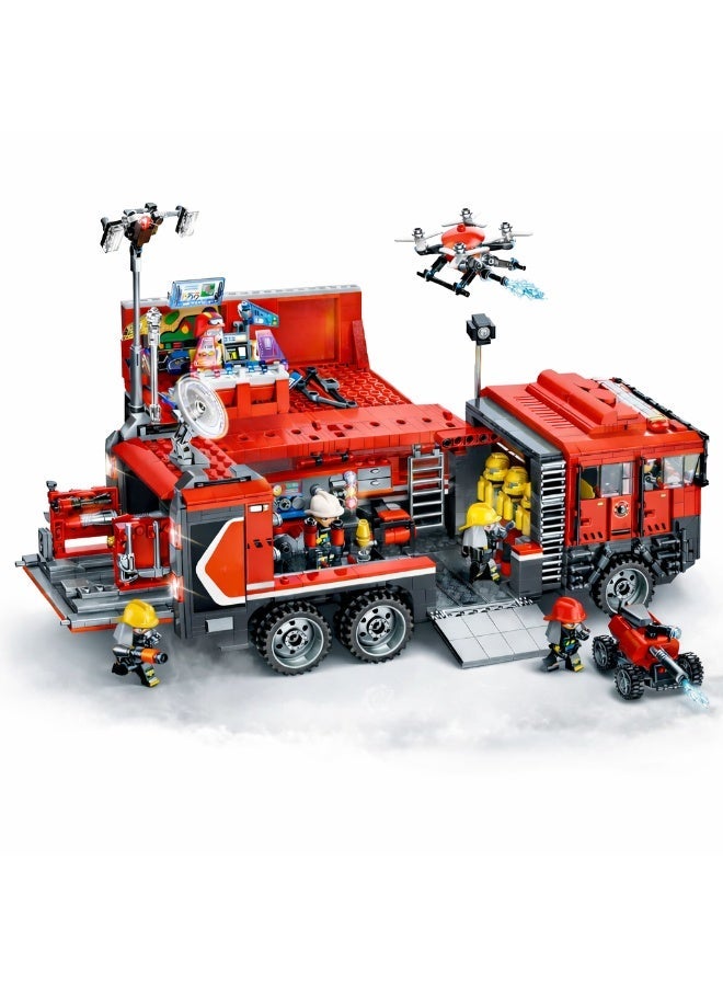 Qman Multi-Functional Emergency Rescue Command Vehicle – 1431 Pieces with Rescue Drone & Minifigures – Age 6+ - Image 1