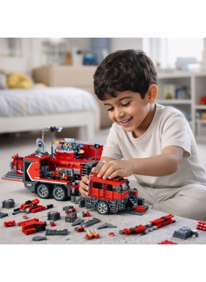 Qman Multi-Functional Emergency Rescue Command Vehicle – 1431 Pieces with Rescue Drone & Minifigures – Age 6+ - Image 2