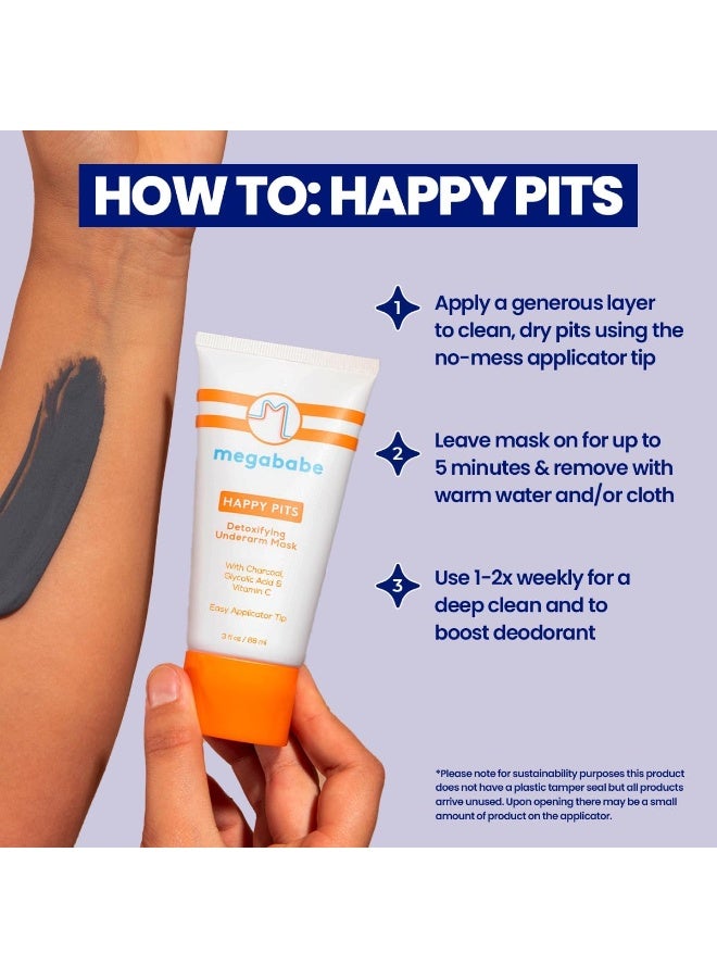 Megababe Happy Pits Detoxifying Underarm Mask with Charcoal & Vitamin C, 90ml - Image 4